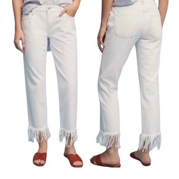 Pilcro and the Letterpress Denim - Pilcro and the Letterpress Hyphen Straight Leg Distressed Fringe Jeans Size 26